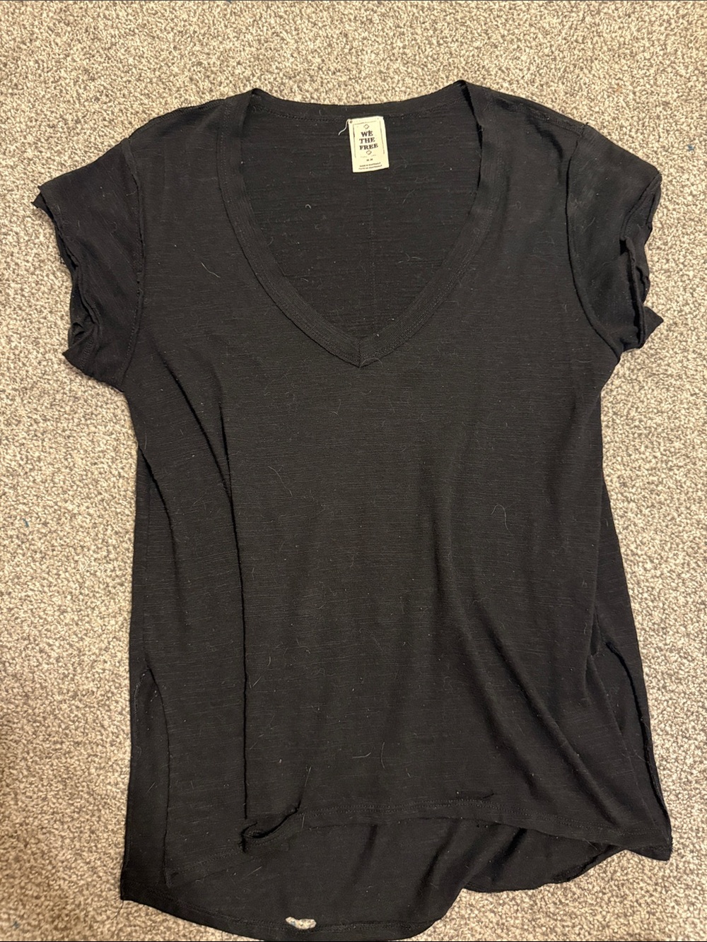 We The Free Black V-Neck distressed tee